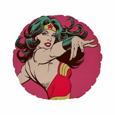 Almofada Redonda Wonder Woman Power Rosa