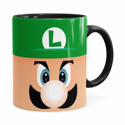 Caneca Luigi Super Mario Bros Face Preta
