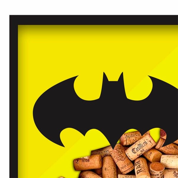Quadro Rolha Batman Logo Em Madeira 33x33cm