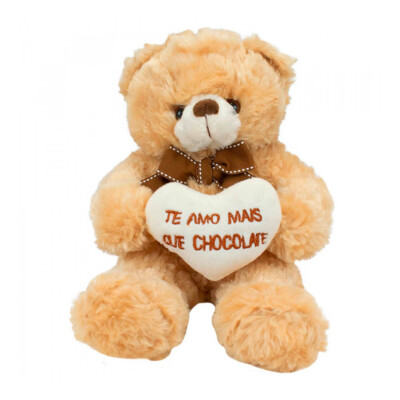 Pelúcia Urso Coração Amo Mais Que Chocolate 21cm